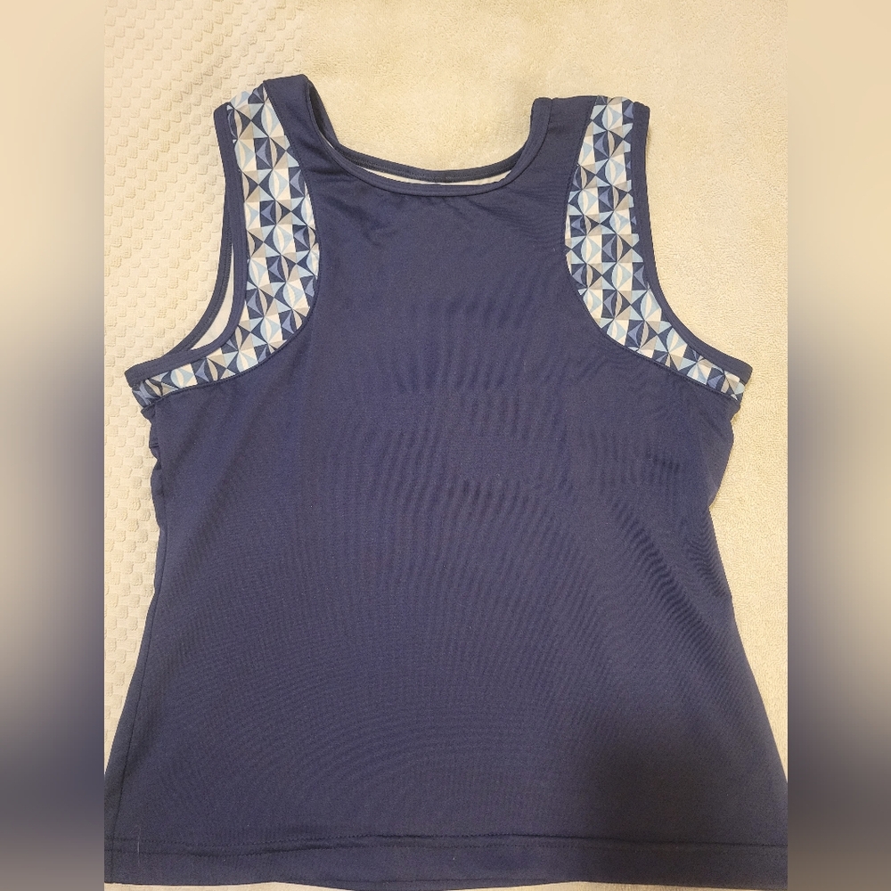 Leg Avenue Navy Geometric Tank Top ACTIVE WEAR